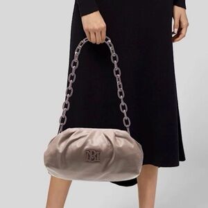 Badgley Mischka Taupe Gathered Shoulder Bag